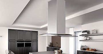Faber TRATIS36SS600-B 600 CFM 36" Tratto Curved Glass Island Range Hood, Stainless Steel N3