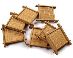 Natural 6pcs Gong Fu Teapot Mat, Bamboo Kung Fu Tea Cup Pad, Table Cup Holder Disc Saucer Heat Insulation Tea N3