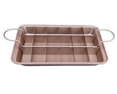Astra Gourmet Nonstick Carbon Steel Precut Brownie Pan Set,12-inch by 8-inch by 1 1/2-inch(Champagne Gold) N5