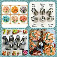 23 Piece Set Cake Decorating Tips Russian Decorating Tips Piping Pastry Tips Stainless Steel 23 piece Coupler,... N6