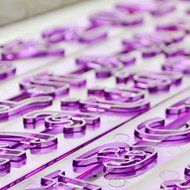 MuLuo Purple Ribbon 26 letters Fondant Lace Ribbon Die Fondant Cake Molds N4