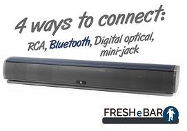 Bluetooth Leather Television Sound Bar - FRESHeBAR TV Soundbar - 24 inch, 90 Watt with Built-in Subwoofer - White... N7