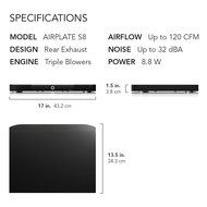 AC Infinity AIRCOM S8, Quiet Cooling Blower Fan System 17" for Receivers, Amps, DVR, AV Cabinet Components N3