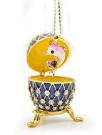 Royal Blue Diamond Embroidery Russian Egg Jewelry Trinket Box Figurine N2