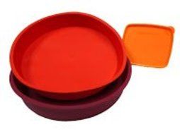 2 Piece Silicone Round Cake Pan for Colour Red Wine or Red + Free Tupperware Square A-way 250ml