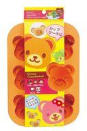 Parukinzoku 6 Cup Silicone Cupcake Mold Red - Bear