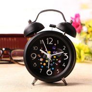 Surborder Shop 3 inch Twin Bell Analog Loud Alarm Clock- Black floral N6