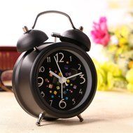 Surborder Shop 3 inch Twin Bell Analog Loud Alarm Clock- Black floral N7