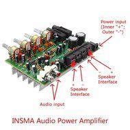 INSMA 12V 60W HiFi Stereo Digital Volume Tone Control Board Module for Audio Power Amplifier N7