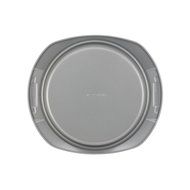 Cake Boss Deluxe Nonstick Bakeware 9-Inch Round Cake Pan, Gray with Red Silicone Grips N4
