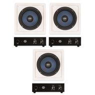 Blue Octave RW8 In Wall 8" Passive Subwoofer Speakers Home Theater 3 Sub and 3 Amp Set
