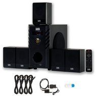 Acoustic Audio AA5104 Home 5.1 Speaker System with USB Bluetooth Optical Input and 4 Ext. Cables