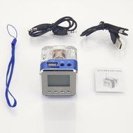 Getmore Durable Mini Multimedia Speaker LCD Mp3 Fm Radio for Micro Sd Mp3 USB Blue N5