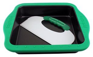 BergHOFF Perfect Slice Square Cake Pan with Silicone Sleeve and Tool, Gray
