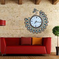 Luxury Diamond Peacock Large Wall Clocks Metal Living room Creative Wall Clock Fashion Silent Wall Watch N3