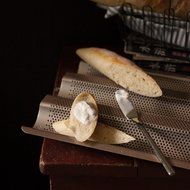 Whitelotous 3 Gutters Non-stick Perforated Baguette Pan French Bread Pan Wave Loaf Bake Mold - Champagne N6