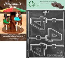 Cybrtrayd No.4 Lolly Letters and Numbers Chocolate Candy Mold with Chocolatier&#039;s Guide Instructions Book Manual