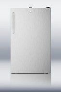 Summit CM421BLSSTB: 20&quot; wide counter height refrigerator-freezer with a lock, stainless steel door, towel