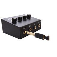 LyxPro STP10 Compact 4 Channel Headphone Amplifier 1/4" and 3.5mm (Mini 1/8") Stereo Mono &amp; RCA Inputs, Clean...