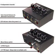 LyxPro STP10 Compact 4 Channel Headphone Amplifier 1/4" and 3.5mm (Mini 1/8") Stereo Mono &amp; RCA Inputs, Clean... N2