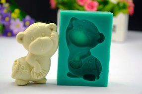 TANGCHU Soft Silicone Cake Mold Chinese Zodiac Monkey Shape 3.66*2.52*1.14inch Green N5