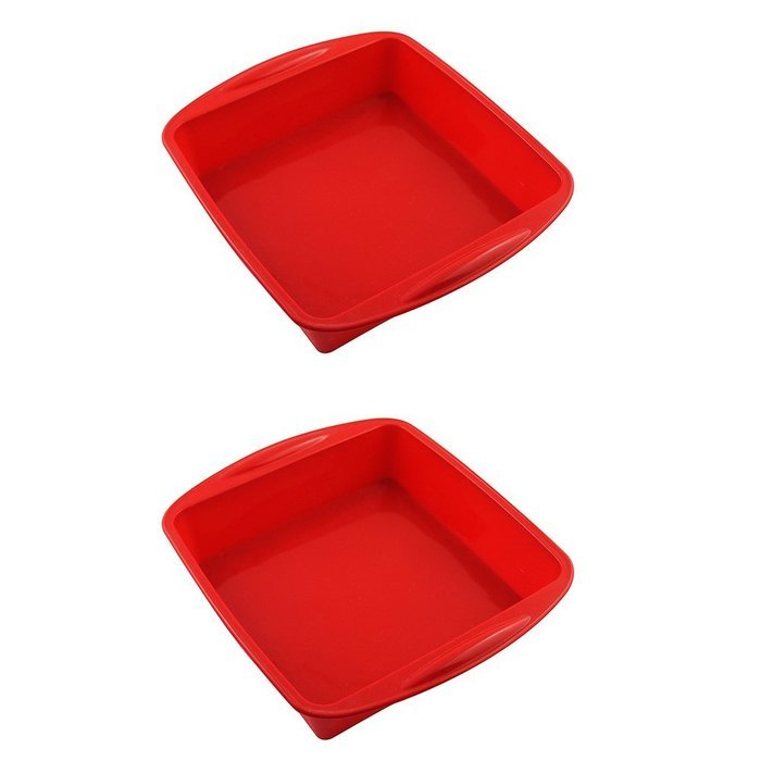 AYAMAYA 7.31.6 Inch Cake Pan 2 Pack Set 100% Food Grade Silicone Square Bread Cake Mold Non-Stick Baking Pan