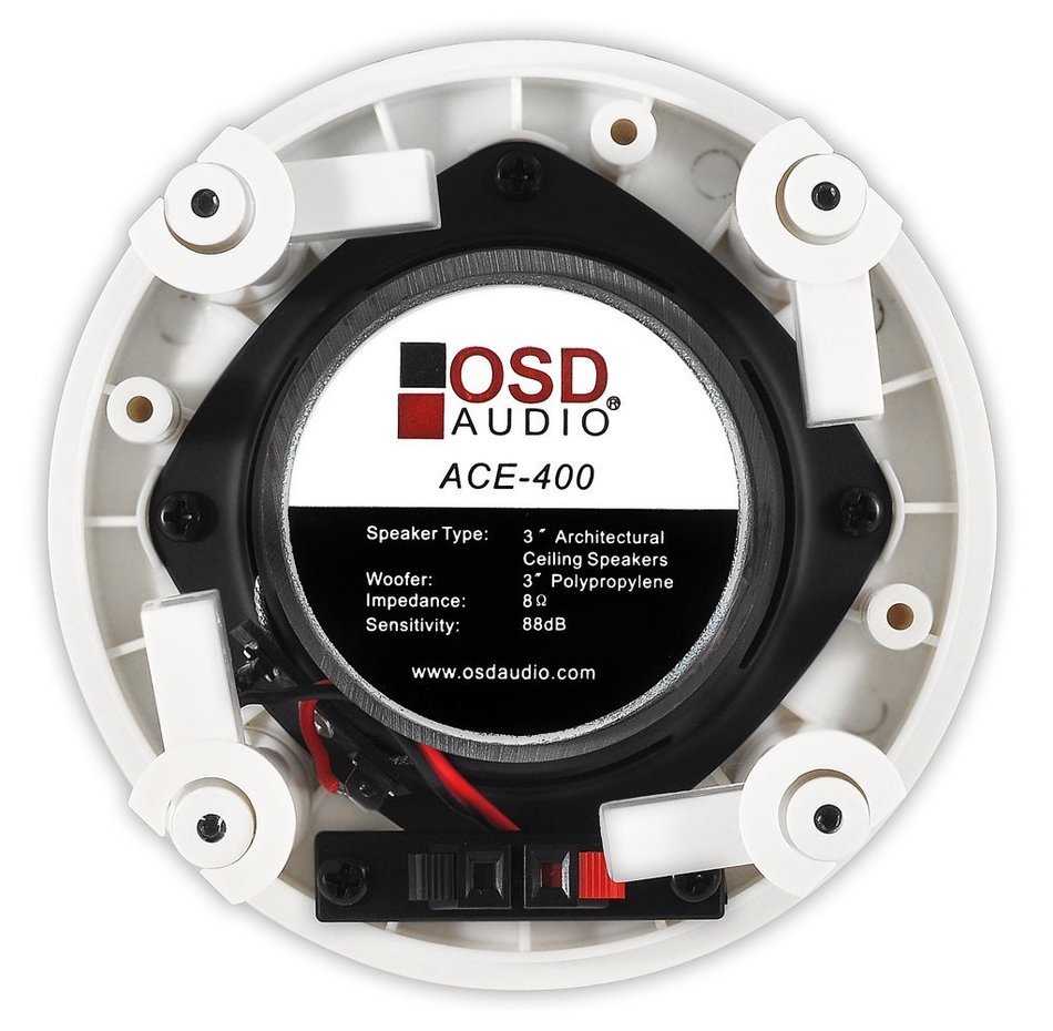 OSD Audio ACE400 3.0-inch 60-Watt Trimless Thin Bezel Polypropylene In-Ceiling Speaker Pair N6