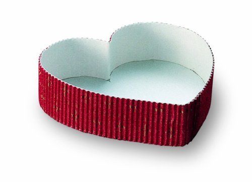 Welcome Home Brands Oven-Safe Paper Heart Shaped Cake Baking Pans, 4.6-Inch by 4.3-Inch, Red Pleated, Set of 3