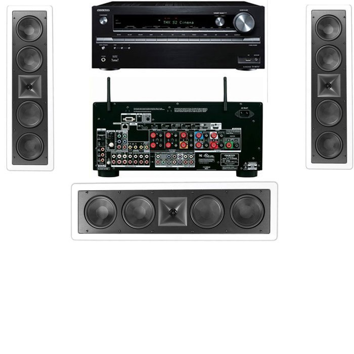 Klipsch KL-6504-THX In-Wall LCR Speaker(3-Each) Onkyo TX-NR838 7.2 Channel Network- White