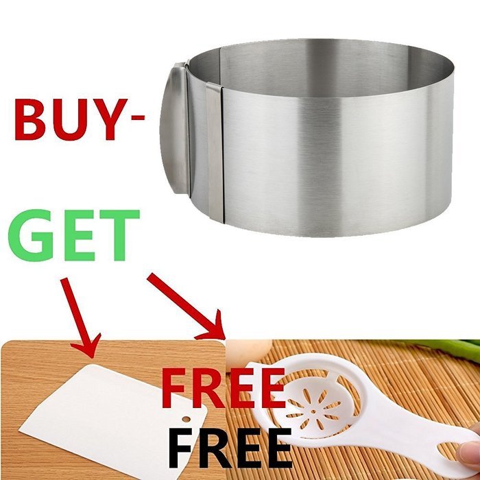 3 IN 1 Cake Ring Set 6 to 12 Inch Adjustable Retractable Stainless Steel Ankoow Circle Round Mousse Tiramisu Mold... N8