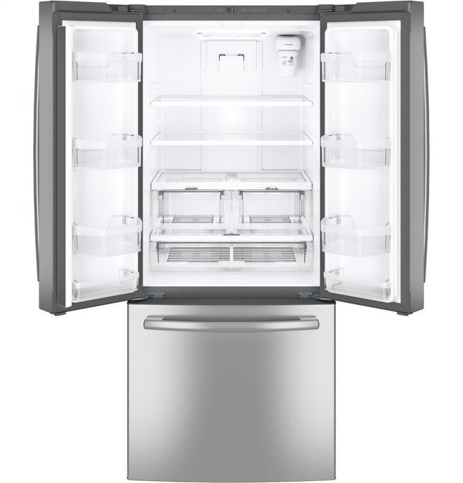 GE GNE21FSKSS 30" French Door Refrigerator with 20.8 cu. ft. Total Capacity, 2 Glass Shelves, 6 cu. ft. Freezer... N7