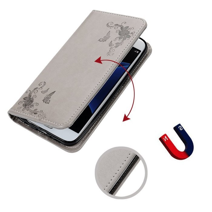 S7 Case,Samsung Galaxy S7 Case - Wallet Embossed Flowers Smart Magnetic Close High Quality Premuim PU Leather... N41