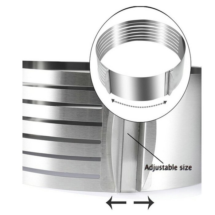 Findmecatalog Cade Adjustable Stainless Steel Mousse Mould Layer Cake Slicer Kit Silver Color