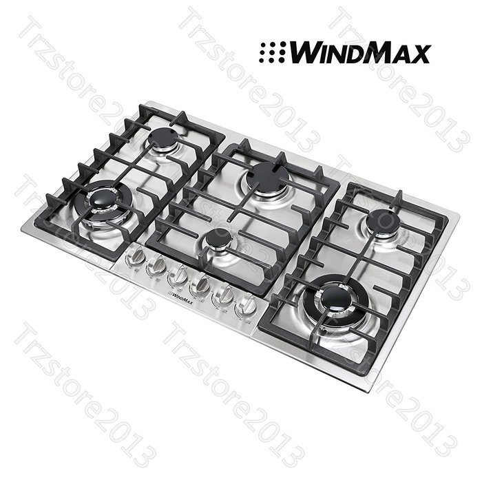 WindMax 34" Titanium 6 Burners Built-In Stoves NG/LPG Cooktops Cooker~US Stored#68023