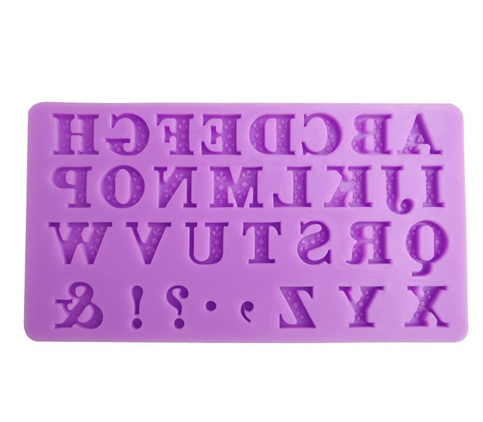 OUMOSI Mini Letters Alphabet Silicone Molds Fondant Cake Decorating Tools (Color Random)