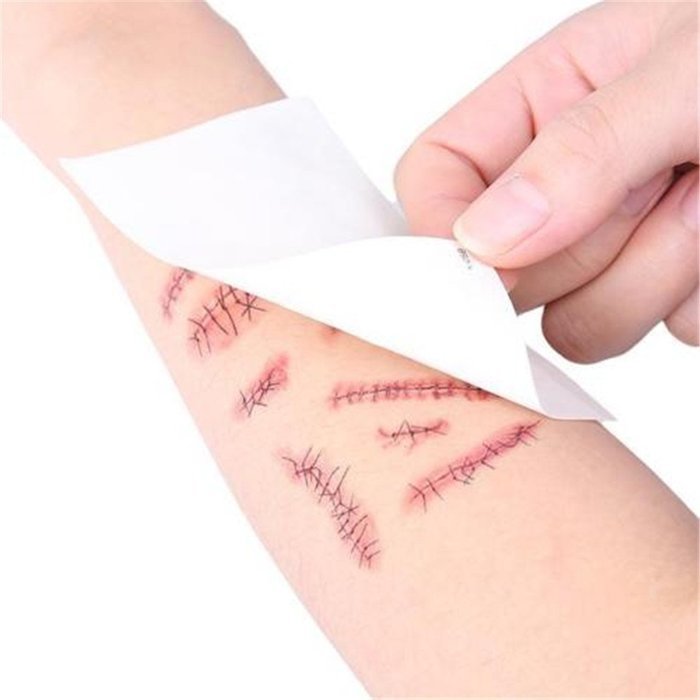 GUAngqi 10pcs Wounds Temporary Tattoos Halloween Zombie Scars N4