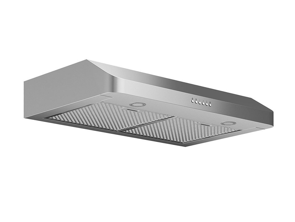 Ancona AN-1228 Slim SP2 Twin Motor 5" High 425 CFM 4-Speeds Under Cabinet Range Hood, 30", Stainless Steel N2