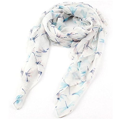 Phoneix Women Hit Casual Voile Soft Dragonfly-Print Wrap Pashmina Shawl