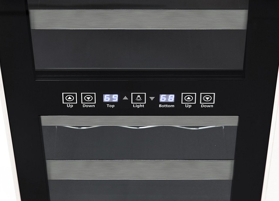 Whynter WC-181DS 18 Bottle Dual Zone Touch Control Wine Cooler, Black with Stainless Steel Trim N4