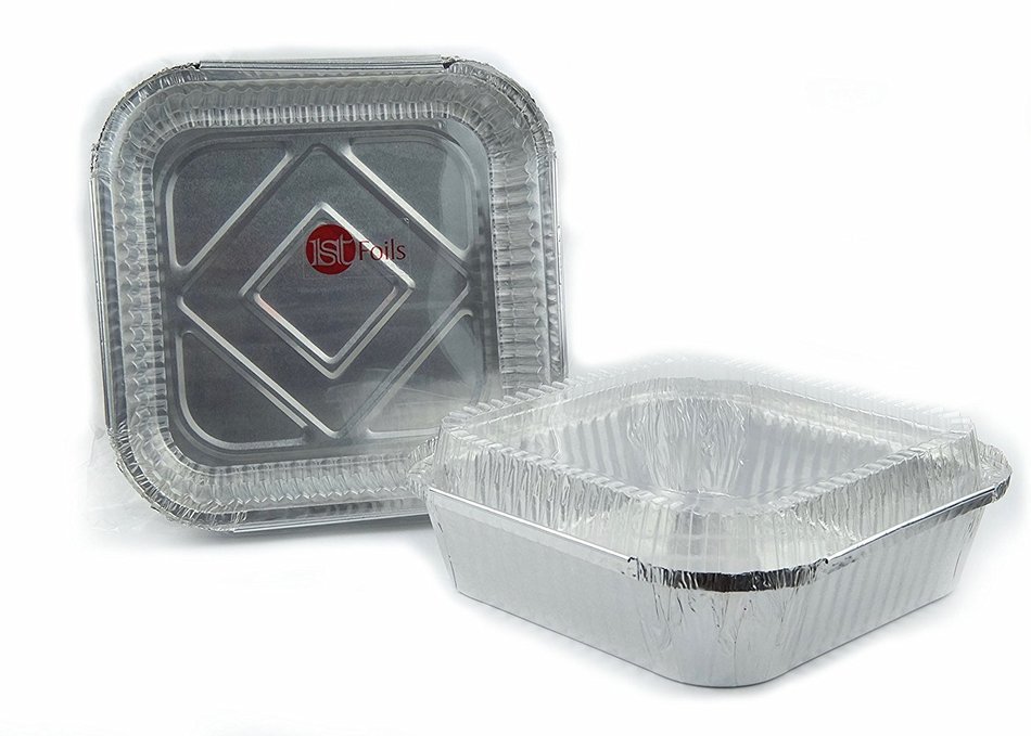 Disposable Aluminum Foil Pans 8" x 8" Square Cake Pan With Dome Lid 5 Sets N3