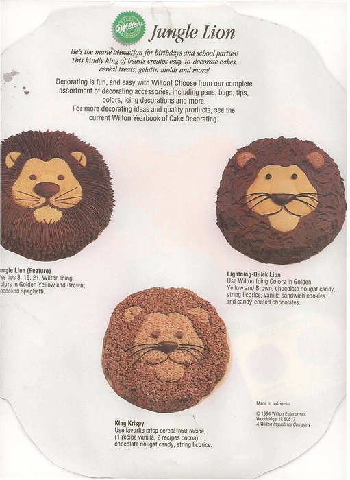 Wilton Cake Pan: Jungle Lion (2105-2095, 1994)