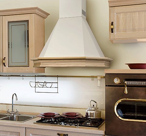Range Hood Wall Mounted Wood 24" CHR-117 NT AIR. Made in Italy. N2
