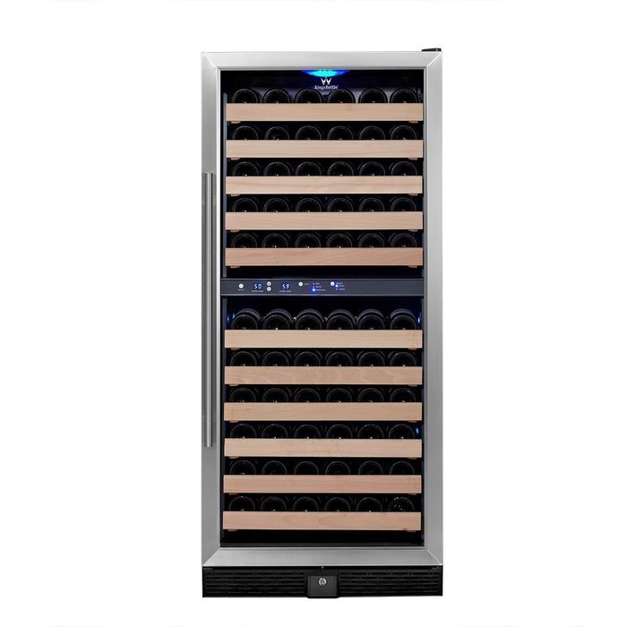 KingsBottle 46 Bottle Dual Zone Wine Cooler, Stainless Steel with Glass Door N3