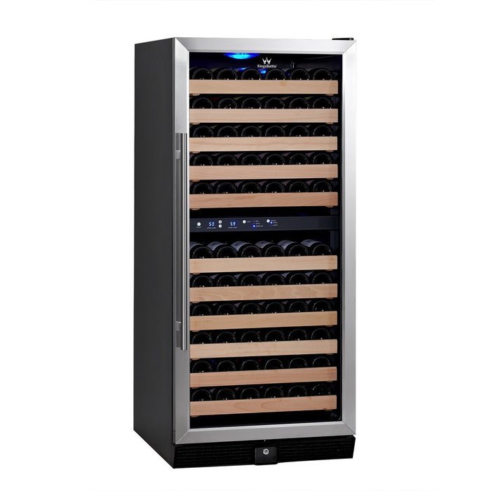 KingsBottle 46 Bottle Dual Zone Wine Cooler, Stainless Steel with Glass Door N4