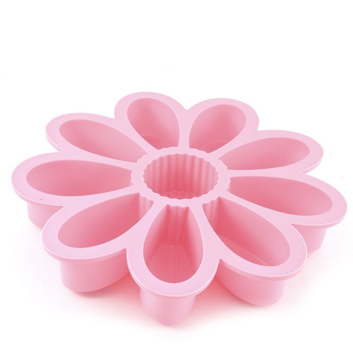 uxcell Silicone 9 Petals Muffin Cups Biscuit Chocolate Cake Baking Mold Mould Pink