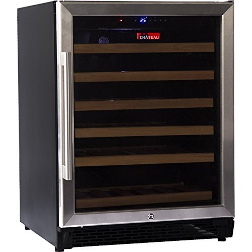 Chateau CW542 220V SE 46 Bottle LED Display Glass Wine Cooler Refrigerator, Black