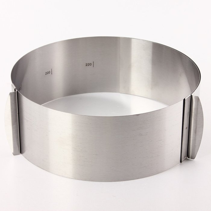6-12" Adjustable Stainless Steel Mousse Cake Ring Baking Mold 2Handle Layered N6