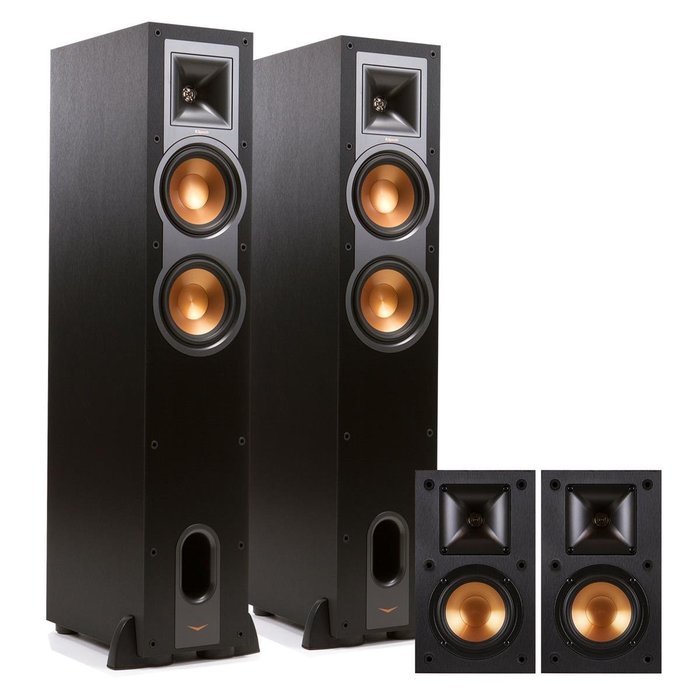 Klipsch R-26F 4.0 Reference Floorstanding Speaker Package with R-14M Reference Monitor Speakers (Black)