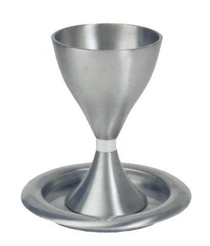 Anodized Aluminum Kiddush Cup Set - Silver