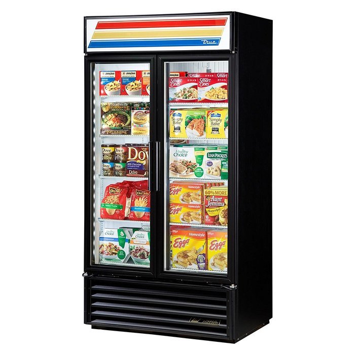 True GDM-35F-LD Freezer Merchandiser - 40 Inch - 2 Section with 2 Glass Doors